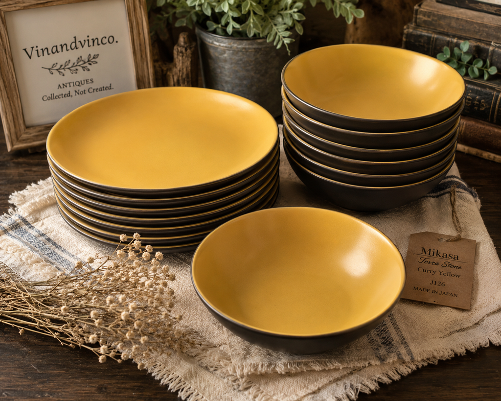 Mikasa Terra Stone Curry Yellow Japan Dinnerware Set – 16 Pieces