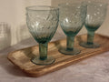 Green Stem Floral Glass Goblets