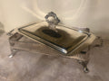 Vintage Silverplate Covered Serving Dish Footed Ornate Lid Handles (No Insert)