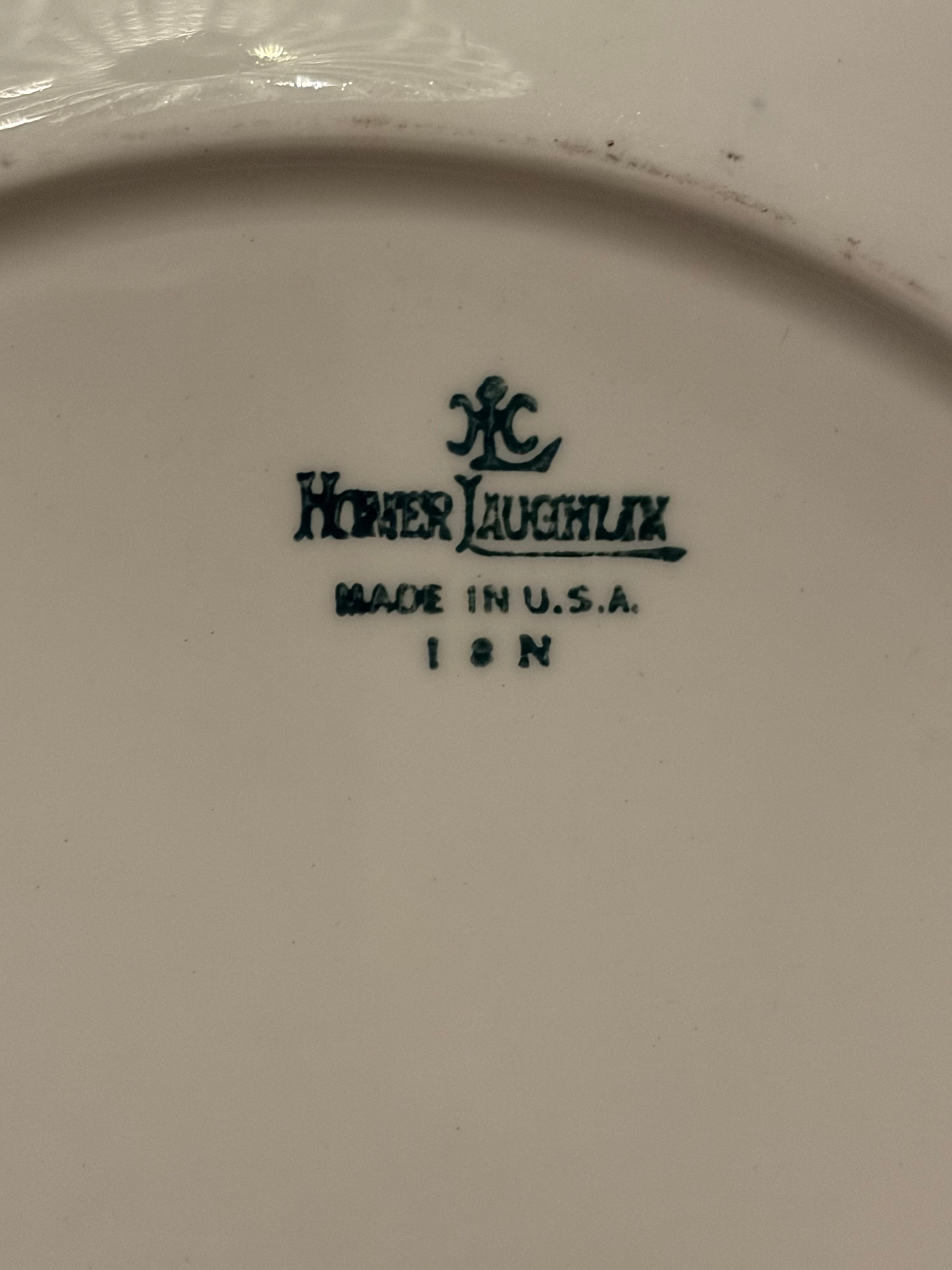 Set of 10 Homer Laughlin Dinner Plates – Vintage Floral Rim Gold Trim USA