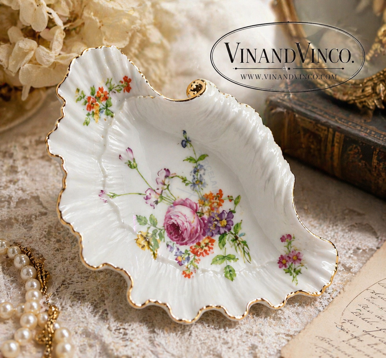 Vintage Porcelaine de Paris French Floral Dish