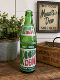 Vintage Mountain Dew Half Liter 16.9 oz Green Glass Soda Bottle